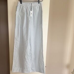 Aritzia Blue and White Pinstripe Wide-Leg Pants